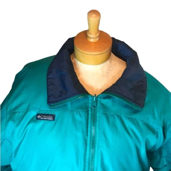 Vintage 90’s Columbia Down Puffer Coat Reversible Blue/Green Size Large Unisex - Picture 7 of 14
